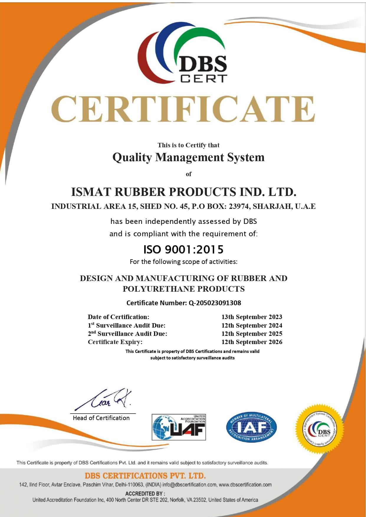 ISO 9001:2015 - DBS Cert